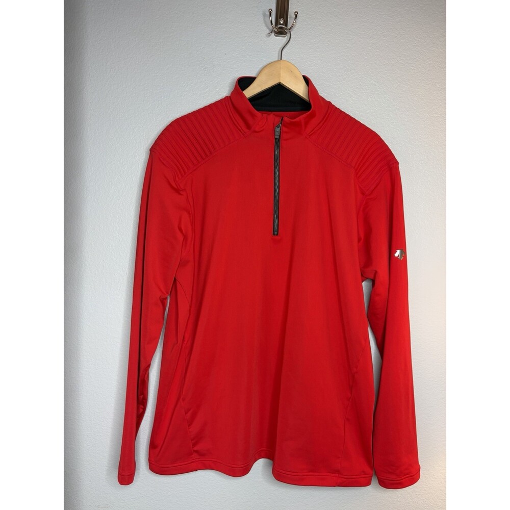 Descente Red Size XXL Men's Piccard 1/2 Zip Base Layer Ski Quick Dry Slim Fit